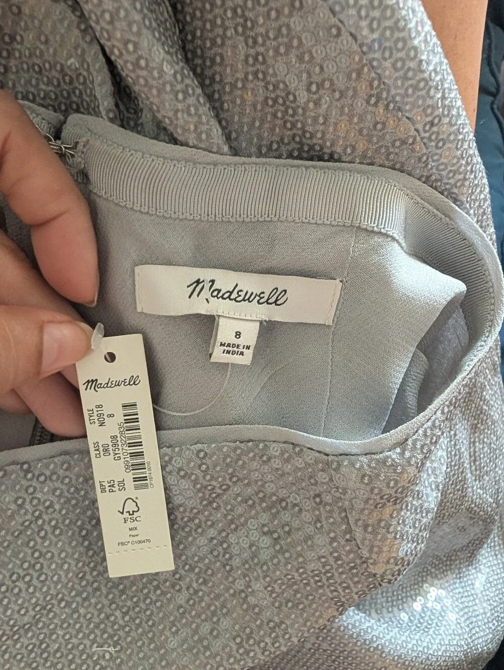 Madewell Sequin Midi Skirt Solstice Gray Silver Size 8 NWT